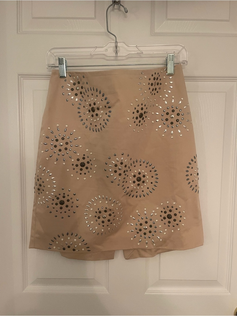 White House Black Market Beige Studded Mini Skirt